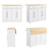 SoBuy FKW129-WN îlot Central de Cuisine sur Roulettes – Plan Extensible 44→69 cm, 2 Tiroirs, 2 Portes, Étagères Réglables – 113×91 cm, Blanc