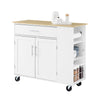SoBuy FKW133-WN Îlot Central de Cuisine Mobile – Desserte à roulettes de Cuisine – Meuble de Cuisine avec Plan de Travail et 