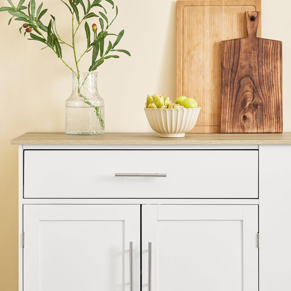 SoBuy FKW133-WN Desserte Cuisine avec Roulettes et Tiroir, Mobile, pour Cuisine et Salle à Manger, Rangement Optimisé, Usage Quotidien – L99×P40×H85 cm, Blanc