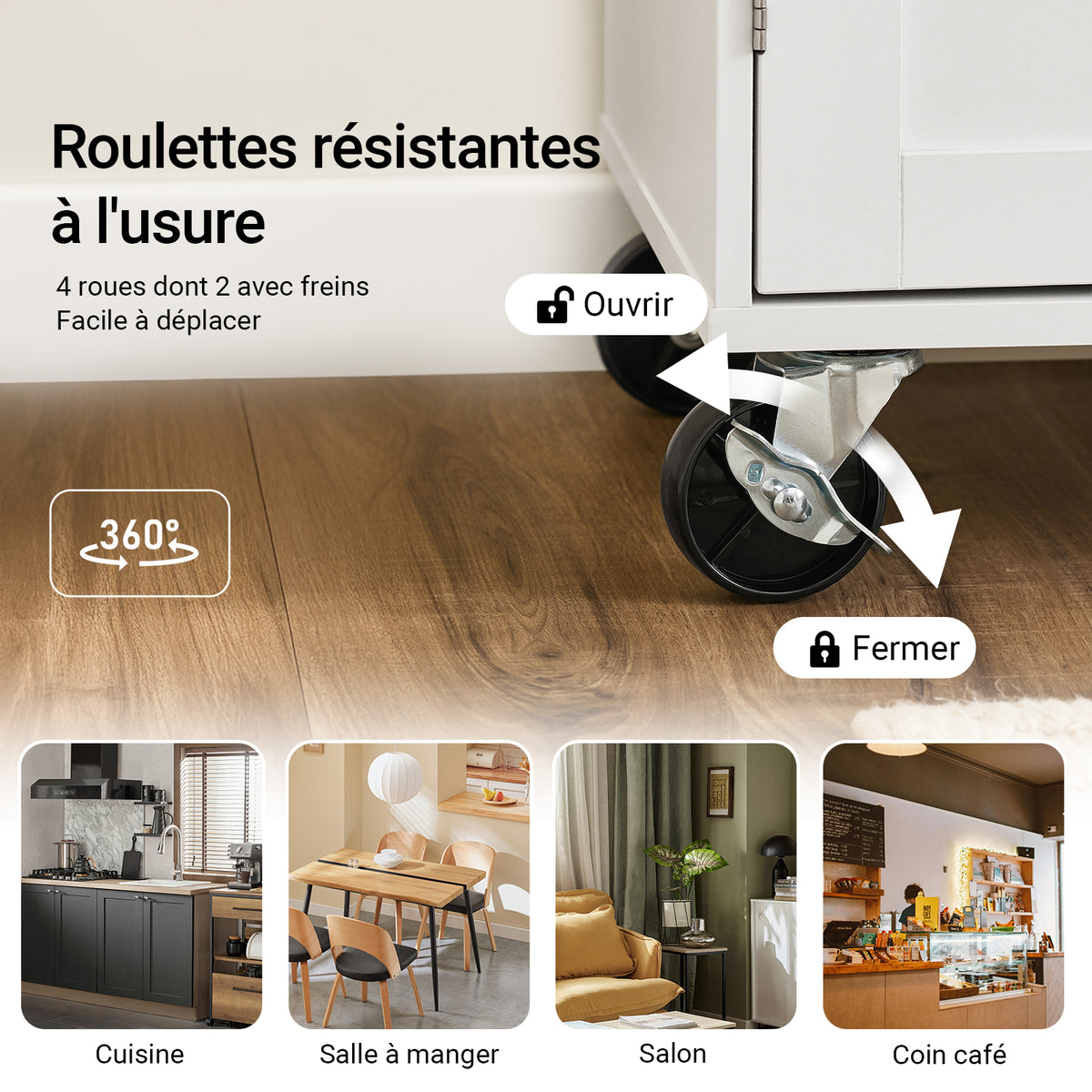 SoBuy FKW133-WN Desserte Cuisine avec Roulettes et Tiroir, Mobile, pour Cuisine et Salle à Manger, Rangement Optimisé, Usage Quotidien – L99×P40×H85 cm, Blanc