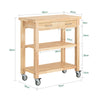 SoBuy FKW24-II-N Desserte de Cuisine sur Roulettes en Bois d'Hévéa – 2 Tiroirs, 2 Étagères, Meuble Cuisine Compact 80×40×90 cm