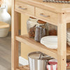 SoBuy FKW24-II-N Desserte de Cuisine sur Roulettes en Bois d'Hévéa – 2 Tiroirs, 2 Étagères, Meuble Cuisine Compact 80×40×90 cm