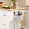 SoBuy FKW41-II-WN Îlot de Cuisine Mobile – Plan Extensible 46–71 cm, 3 Tiroirs, Armoire, Blanc et Bois Naturel