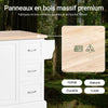 SoBuy FKW41-II-WN Îlot de Cuisine Mobile – Plan Extensible 46–71 cm, 3 Tiroirs, Armoire, Blanc et Bois Naturel