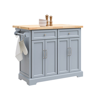 SoBuy FKW71-II-HG Ìlot Cuisine Mobile avec Plan Extensible – Gain de Place, Gris