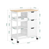 SoBuy FKW79-W Desserte Cuisine avec Roulettes et 3 Tiroirs, Mobile, pour Cuisine et Salle à Manger, Rangement Optimisé, Usage Quotidien – L68×P38×H85 cm, Blanc