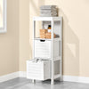 sebuyfr.comG127-W Colonne Salle de Bain avec 2 Paniers, Format Compact, Design Moderne, pour Salle de Bain et WC, Rangement Optimisé – L30×P30×H89 cm, Bois, Blanc