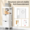 sebuyfr.comG127-W Colonne Salle de Bain avec 2 Paniers, Format Compact, Design Moderne, pour Salle de Bain et WC, Rangement Optimisé – L30×P30×H89 cm, Bois, Blanc