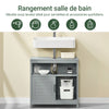 sebuyfr.comG128-SG Meuble sous Lavabo avec Portes Coulissantes, Format Compact, Résistant à l’Humidité, pour Salle de Bain et WC – L60×P30×H60 cm, Bois, Gris