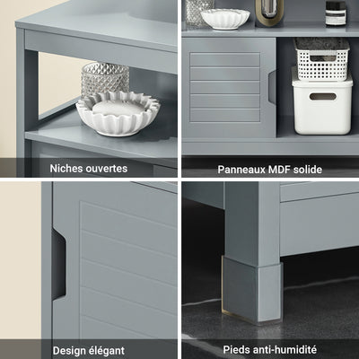 sebuyfr.comG128-SG Meuble sous Lavabo avec Portes Coulissantes, Format Compact, Résistant à l’Humidité, pour Salle de Bain et WC – L60×P30×H60 cm, Bois, Gris