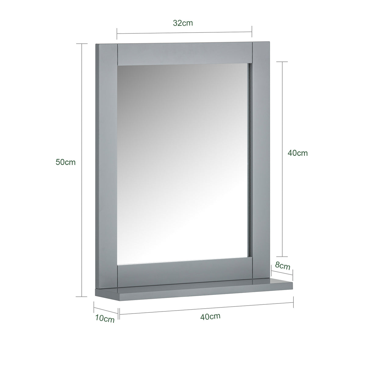 sebuyfr.comG129-SG Armoire Murale Salle de Bain avec Miroir, Format Compact, pour Salle de Bain et WC, Rangement Optimisé, Pratique – L40×P10×H49 cm, Gris Clair