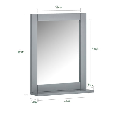 sebuyfr.comG129-SG Armoire Murale Salle de Bain avec Miroir, Format Compact, pour Salle de Bain et WC, Rangement Optimisé, Pratique – L40×P10×H49 cm, Gris Clair