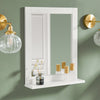 sebuyfr.comG129-W Armoire Murale Salle de Bain avec Miroir, Format Compact, pour Salle de Bain et WC, Rangement Optimisé, Usage Quotidien – L40×P10×H49 cm, Blanc