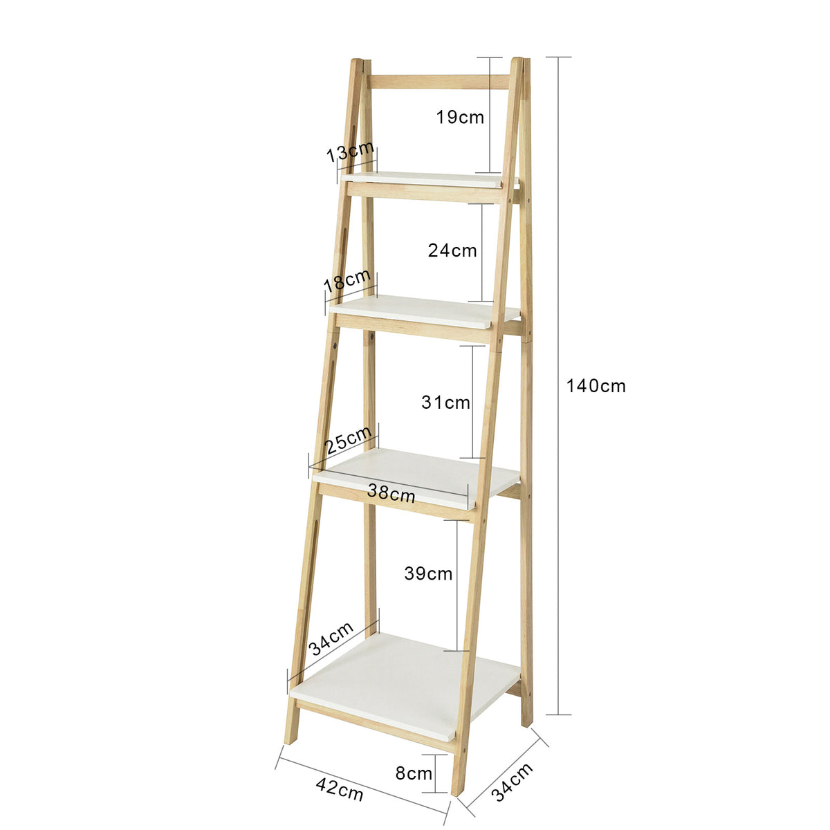 sebuyfr.comG162-N Étagère Pliable Style échelle Étagère pour Salle de Bain, Bureau, Salon, etc. avec 4 Niveaux de Rangement