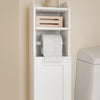 sebuyfr.comG177-II-W Meuble Salle de Bain 20 cm de Largeur sur Pied avec Support Papier et Porte - Petit Meuble WC Rangement Gain de Place Blanc