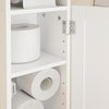 sebuyfr.comG177-II-W Meuble Salle de Bain 20 cm de Largeur sur Pied avec Support Papier et Porte - Petit Meuble WC Rangement Gain de Place Blanc