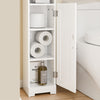 sebuyfr.comG177-II-W Meuble Salle de Bain 20 cm de Largeur sur Pied avec Support Papier et Porte - Petit Meuble WC Rangement Gain de Place Blanc
