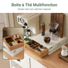 sebuyfr.comG179-WN Boîte à Thé avec Tiroir, Format Compact, Rangement Optimisé, Design Fonctionnel, Usage Quotidien – L31×P30×H10 cm, Bois, Blanc et Naturel