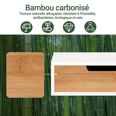 sebuyfr.comG179-WN Boîte à Thé avec Tiroir, Format Compact, Rangement Optimisé, Design Fonctionnel, Usage Quotidien – L31×P30×H10 cm, Bois, Blanc et Naturel
