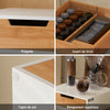 sebuyfr.comG179-WN Boîte à Thé avec Tiroir, Format Compact, Rangement Optimisé, Design Fonctionnel, Usage Quotidien – L31×P30×H10 cm, Bois, Blanc et Naturel