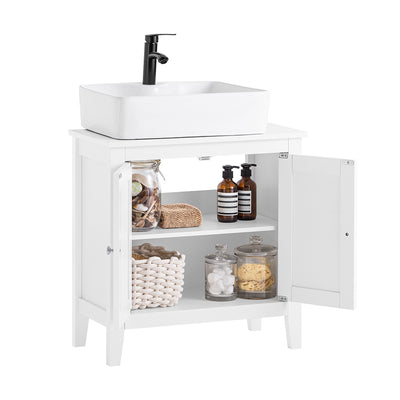sebuyfr.comG202-W Meuble sous lavabo Salle de Bain Meuble de Salle de Bain avec 2 Portes, Grand Espace de Rangement & découpe Si