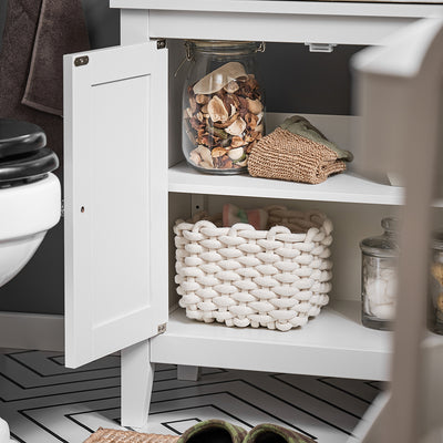 sebuyfr.comG202-W Meuble sous lavabo Salle de Bain Meuble de Salle de Bain avec 2 Portes, Grand Espace de Rangement & découpe Siphon sous Vasque MDF, Blanc 60x62x30cm