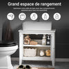 sebuyfr.comG202-W Meuble sous lavabo Salle de Bain Meuble de Salle de Bain avec 2 Portes, Grand Espace de Rangement & découpe Siphon sous Vasque MDF, Blanc 60x62x30cm