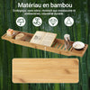 sebuyfr.comG212-N Plateau de Baignoire Extra Long et Verni avec Support Verre à Vin et Bougie, Design Fonctionnel, Usage Quotidien, Pratique – Bambou, Naturel
