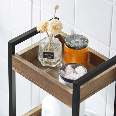 sebuyfr.comG226-F Meuble Salle de Bain Rangement avec 3 paniers - Rangement Serviteur de Douche Étagère de Stockage Salle de Bain Petit Meuble WC Rangement 28x20x74 cm