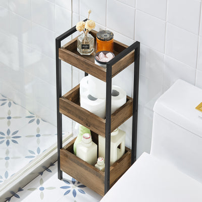 sebuyfr.comG226-F Meuble Salle de Bain Rangement avec 3 paniers - Rangement Serviteur de Douche Étagère de Stockage Salle de Bain Petit Meuble WC Rangement 28x20x74 cm