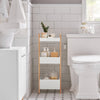 sebuyfr.comG226-WN Tour de rangement salle de bain 20 cm avec 3 paniers – Blanc et bois