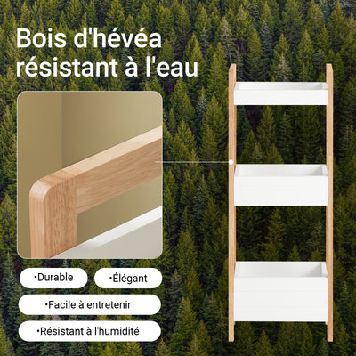 sebuyfr.comG226-WN Tour de rangement salle de bain 20 cm avec 3 paniers – Blanc et bois