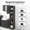 sebuyfr.comG236-DG Colonne Salle de Bain avec 2 Portes, 1 Tiroir et Niche Ouverte, pour Salle de Bain et WC, Rangement Optimisé – L32×P30×H170 cm, Gris Foncé