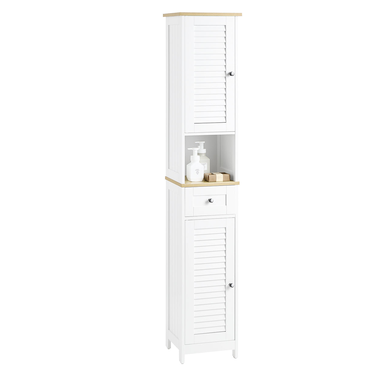 sebuyfr.comG236-WN Meuble Colonne de Salle de Bain Armoire Haute Meuble de Rangement avec étagères réglables, 1 Tiroir et 2 Port