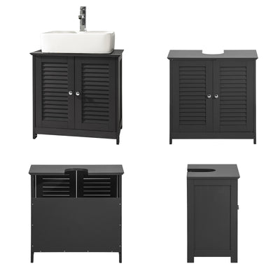 sebuyfr.comG237-DG Meuble sous Lavabo avec Étagères Ajustables, Résistant à l’Humidité, pour Salle de Bain et WC, Rangement Optimisé – L60×P35×H58 cm, MDF, Gris