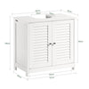 sebuyfr.comG237-II-W Meuble Sous Vasque 60 cm avec Porte à Lamelles – Étagère Réglable, Blanc