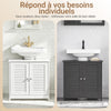 sebuyfr.comG237-II-W Meuble Sous Vasque 60 cm avec Porte à Lamelles – Étagère Réglable, Blanc