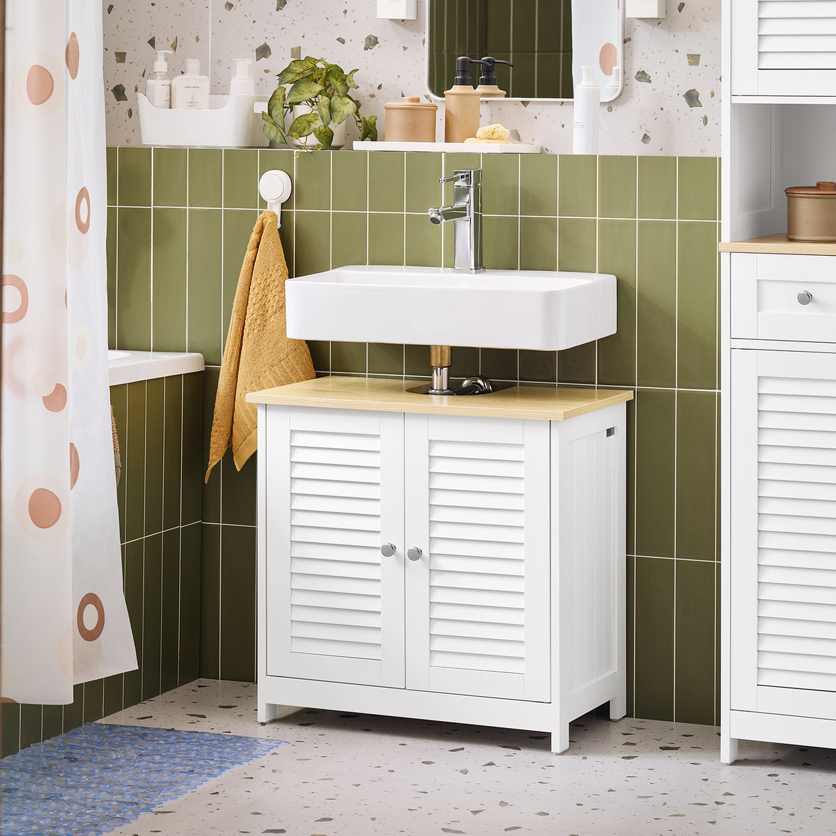 sebuyfr.comG237-WN Meuble Sous Lavabo, Meuble sous Vasque avec 2 Portes et 2 Étages