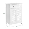 sebuyfr.comG238-W Meuble de Salle de Bain avec 2 Portes Persiennes – 1 Tiroir, Étagère Réglable, 60×35×87 cm, Blanc