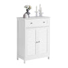 sebuyfr.comG238-W Meuble de Salle de Bain avec 2 Portes Persiennes – 1 Tiroir, Étagère Réglable, 60×35×87 cm, Blanc