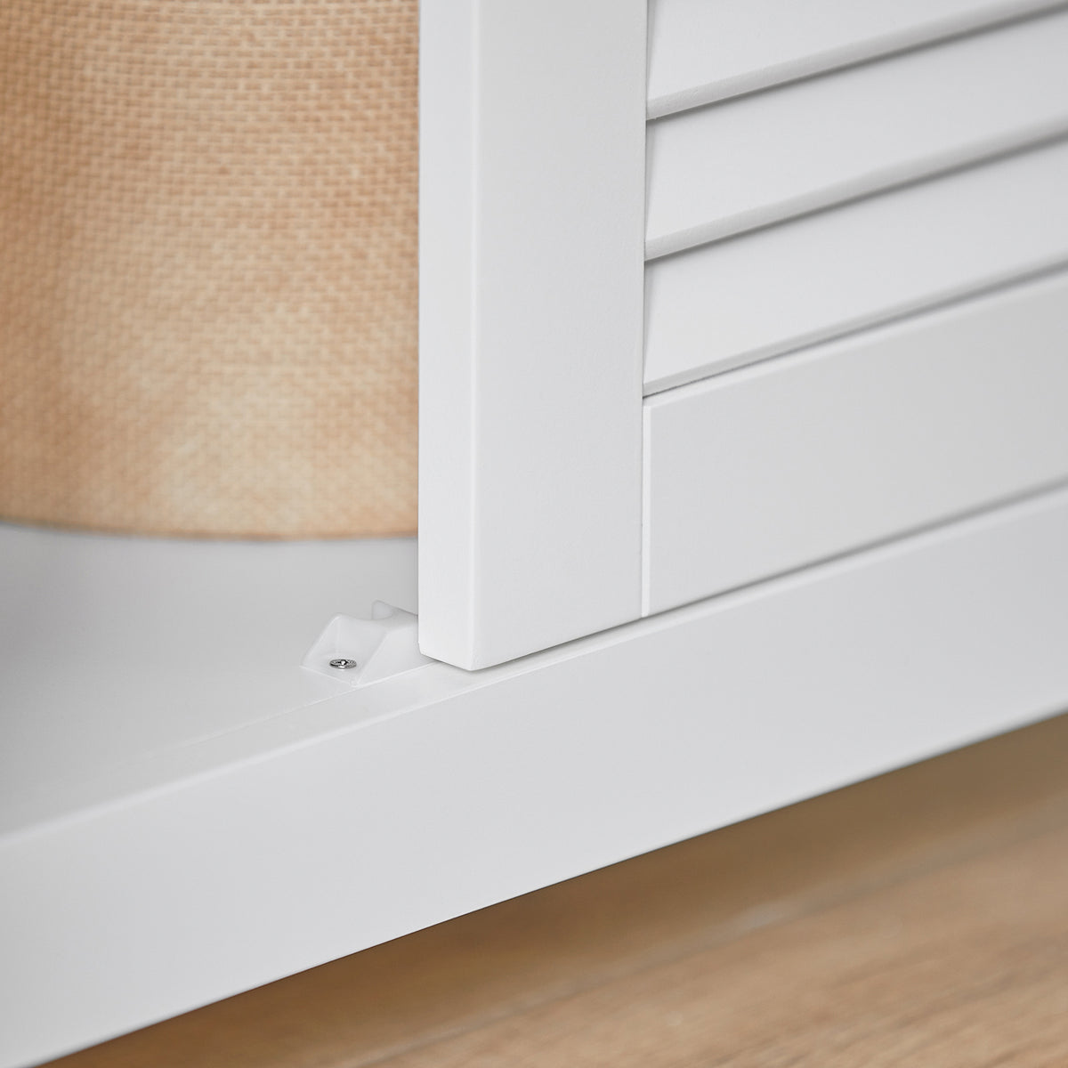 sebuyfr.comG238-W Meuble de Salle de Bain avec 2 Portes Persiennes – 1 Tiroir, Étagère Réglable, 60×35×87 cm, Blanc