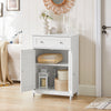 sebuyfr.comG238-W Meuble de Salle de Bain avec 2 Portes Persiennes – 1 Tiroir, Étagère Réglable, 60×35×87 cm, Blanc