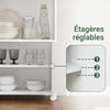 sebuyfr.comG241-W Meuble de Rangement à Roulettes avec Portes et Étagère Réglable – Blanc