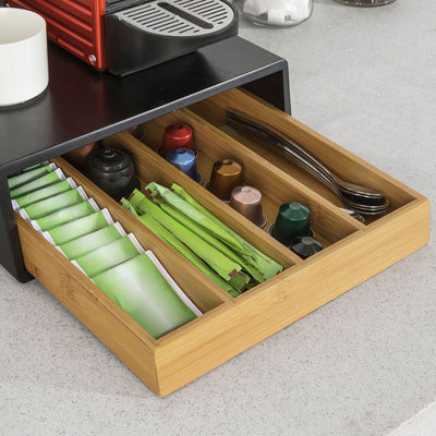 sebuyfr.comG280-SCH Boîte à Thé avec Tiroir, Format Compact, Rangement Optimisé, Design Fonctionnel, Usage Quotidien, Pratique – L31×P30×H10 cm, Bambou, Noir