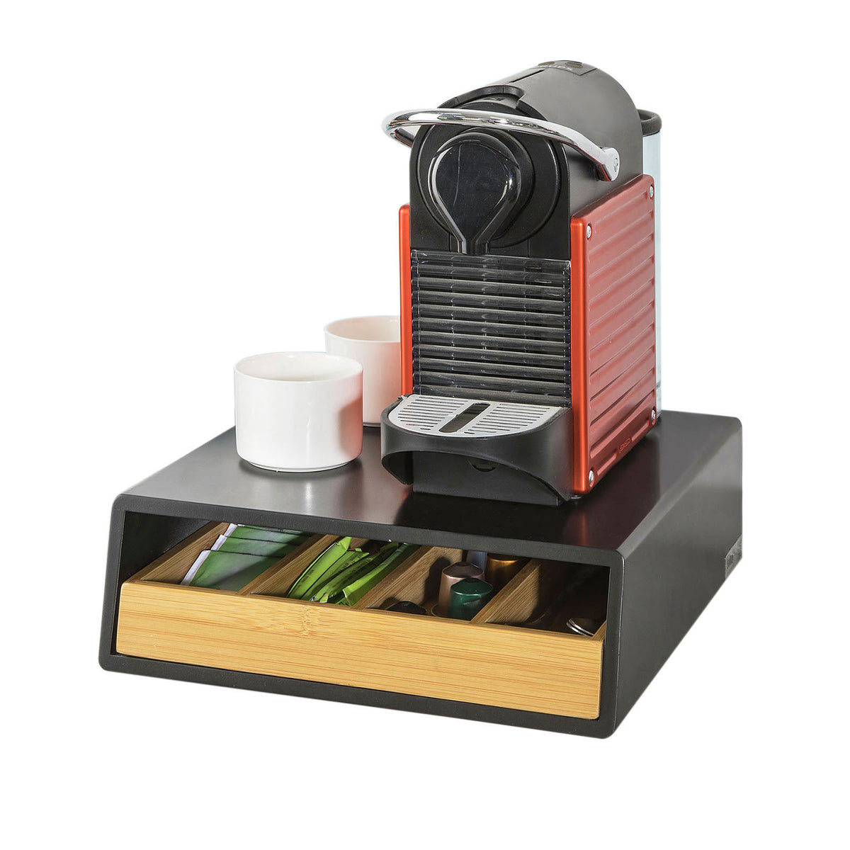 sebuyfr.comG280-SCH Boîte à thé en bois avec compartiments – Organisateur de sachets de thé ou capsules café – Rangement compact