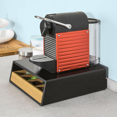 sebuyfr.comG280-SCH Boîte à Thé avec Tiroir, Format Compact, Rangement Optimisé, Design Fonctionnel, Usage Quotidien, Pratique – L31×P30×H10 cm, Bambou, Noir