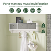 sebuyfr.comG282-W Porte-Manteau Mural avec 5 Crochets et 3 Paniers, pour Entrée et Couloir, Design Fonctionnel, Usage Quotidien – L100×P20×H30 cm, Bois, Blanc