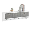 sebuyfr.comG282-W Porte Manteau Mural avec 5 Crochets et 3 Paniers - Porte Manteau Mural Bois, Meuble Entrée avec Étagère - Pend