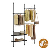 sebuyfr.comG34-II-SCH Dressing télescopique sans perçage 124–226 cm avec tringles et étagères – Penderie ouverte noire