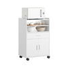 SoBuy FSB09-W Chariot de Cuisine sur Roulettes avec Plan de Travail Extensible – Meuble Micro-Ondes, 2 Étagères, Tiroir, Blan